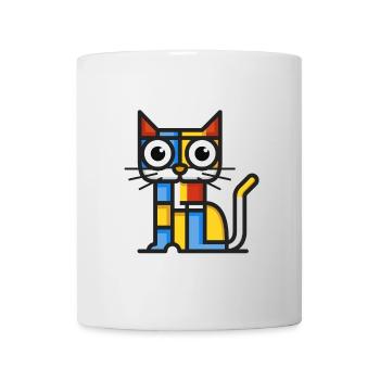 Illustration cubiste colorée d’un chat - Mug blanc - blanc - Devant