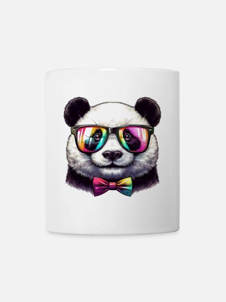 Panda mit Brille und Fliege - Tasse - Weiß