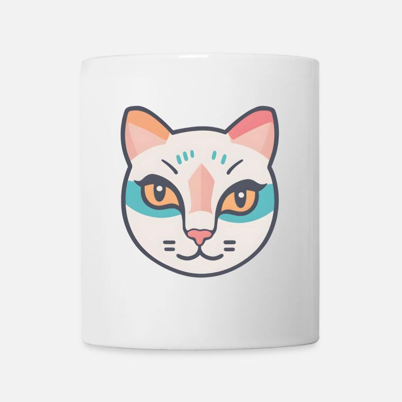 Portrait de chat coloré - Mug blanc - blanc