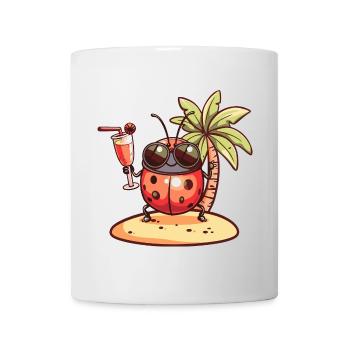 Marienkäfer Sommer Strand Comic - Tasse - Weiß - Vorne