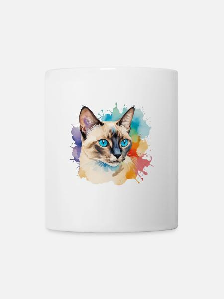 Siamkatze Wasserfarben - Tasse - Weiß