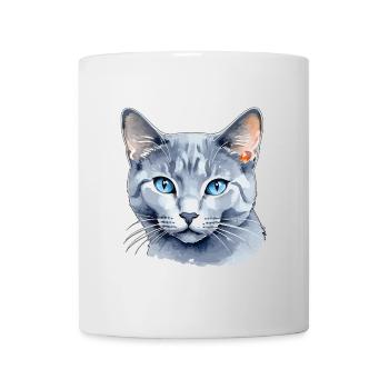 Chat bleu russe Aquarelle - Mug blanc - blanc - Devant