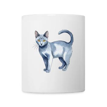 Chat bleu russe Aquarelle - Mug blanc - blanc - Devant