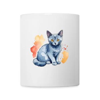 Chat bleu russe Aquarelle - Mug blanc - blanc - Devant