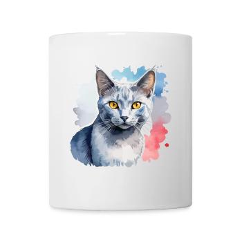 Chat bleu russe Aquarelle - Mug blanc - blanc - Devant