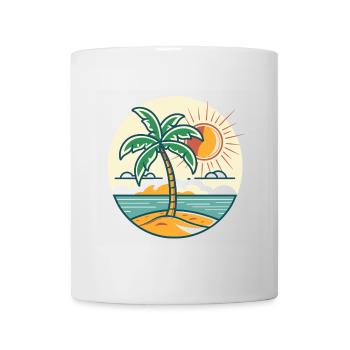 Island palm tree at sunset - Mug - white - Front