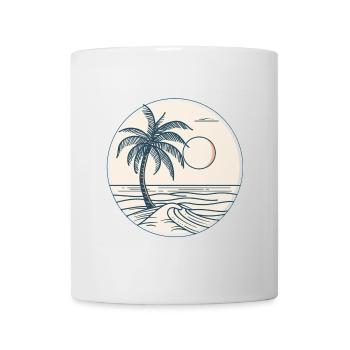 Palmstrand Sonnenuntergang - Tasse - Weiß - Vorne