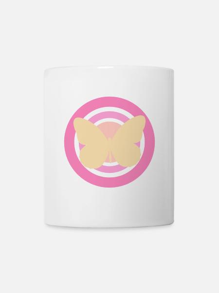 Papillon rose jaune - Mug blanc - blanc