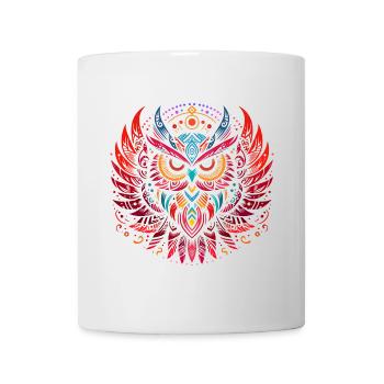 Tribal Eule Mehrfarbig Vogel Eule Geometrisch - Tasse - Weiß - Vorne