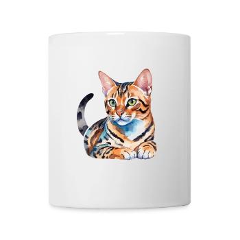 Chat du Bengale Aquarelles - Mug blanc - blanc - Devant