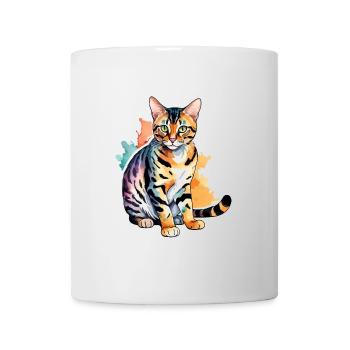 Chat du Bengale Aquarelles - Mug blanc - blanc - Devant