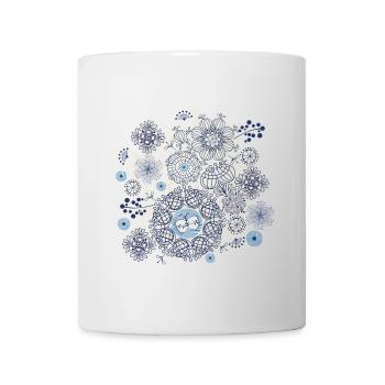 Motif abstrait de feux d’artifice en bleu et or - Mug blanc - blanc - Devant