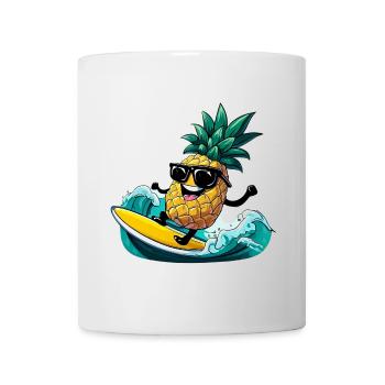 Ananas-Surfen mit Sonnenbrille am Meer - Tasse - Weiß - Vorne