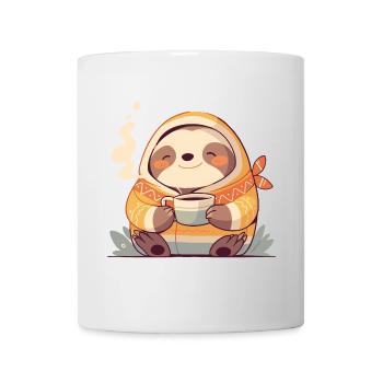 Sloth Illustration With His Cup Of Coffee - Mug - white - Front