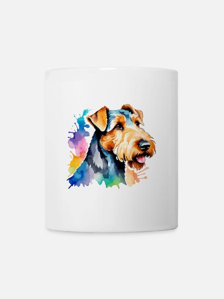Airedale Terrier Wasserfarben - Tasse - Weiß