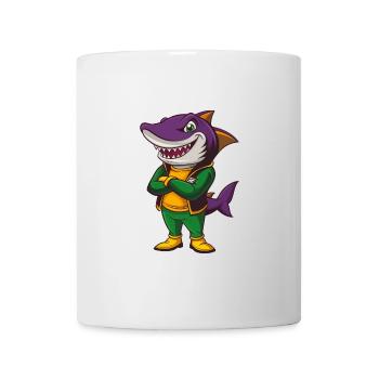 Shark Funny Kawaii Cartoon Character Clipart - Mug - white - Front