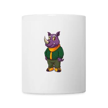 rhinocéros drôle kawaii personnage de dessin animé clipart - Mug blanc - blanc - Devant