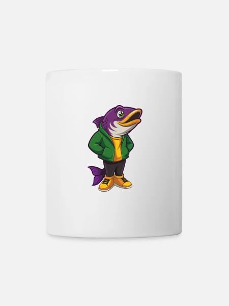 Lachs Lustige Kawaii Cartoon Figur Clipart - Tasse - Weiß