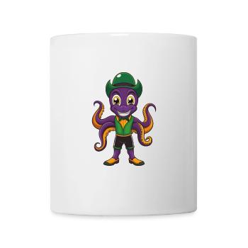 Oktopus Lustige Kawaii Cartoon Figur Clipart - Tasse - Weiß - Vorne