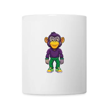 Chimpanzé Drôle Kawaii Dessin animé Personnage Clipart - Mug blanc - blanc - Devant