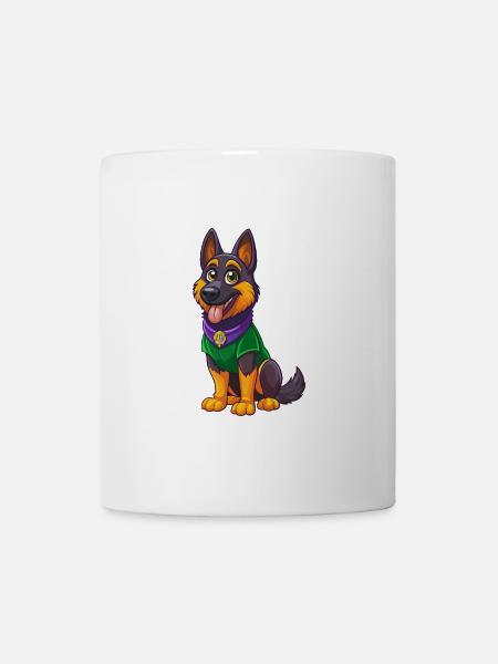 Deutscher Schäferhund Kawaii Zeichentrickfigur - Tasse - Weiß