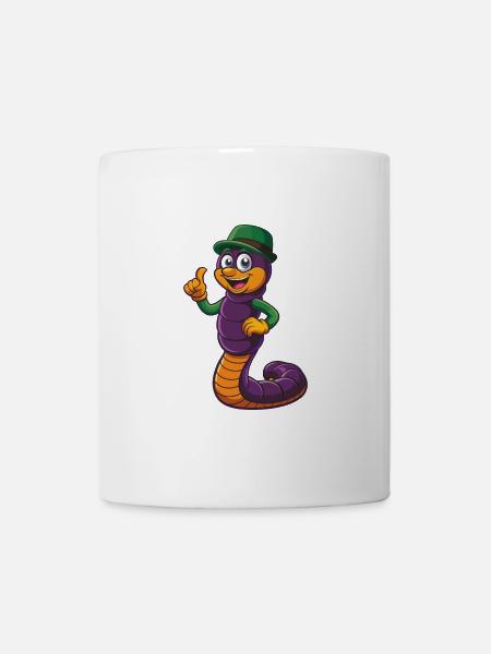 Ver de terre drôle Kawaii dessin animé Personnage Clipart - Mug blanc - blanc