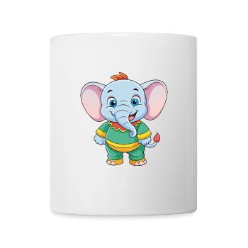Elefant Niedliche Zeichentrickfigur Kawaii Clipart - Tasse - Weiß - Vorne