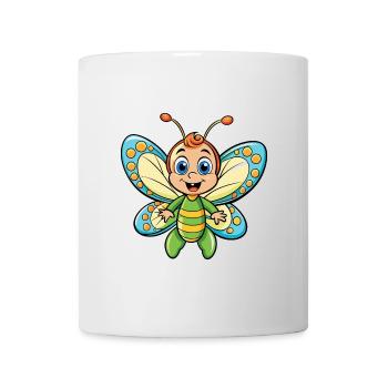 papillon mignon personnage de dessin animé Kawaii Clipart - Mug blanc - blanc - Devant