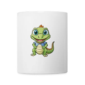 Eidechse Niedliche Zeichentrickfigur Kawaii Clipart - Tasse - Weiß - Vorne