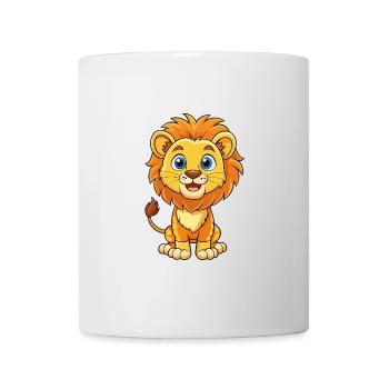 Lion Mignon Personnage De Dessin Animé Kawaii Clipart - Mug blanc - blanc - Devant