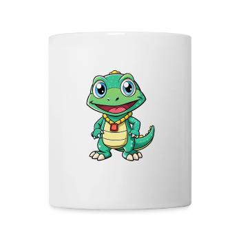 Monitor Eidechse Cartoon Figur Kawaii Clipart - Tasse - Weiß - Vorne
