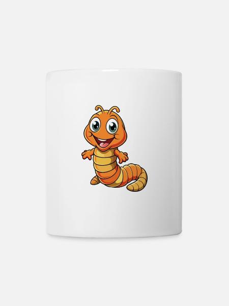 Ver de terre Mignon Personnage De Dessin Animé Kawaii Clipart - Mug blanc - blanc
