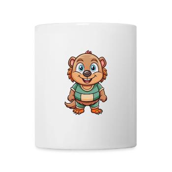 Taupe mignon personnage de dessin animé Kawaii Clipart - Mug blanc - blanc - Devant