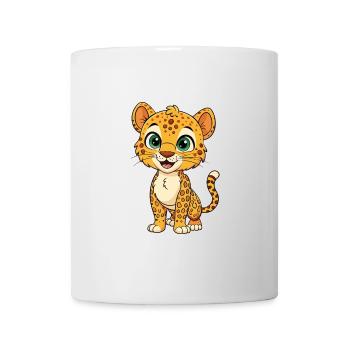 léopard mignon personnage de dessin animé kawaii clipart - Mug blanc - blanc - Devant