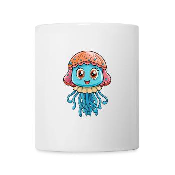 Qualle Niedliche Cartoon Figur Kawaii Clipart - Tasse - Weiß - Vorne