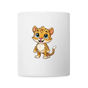 Jaguar Niedliche Zeichentrickfigur Kawaii Clipart - Tasse - Weiß - Vorne
