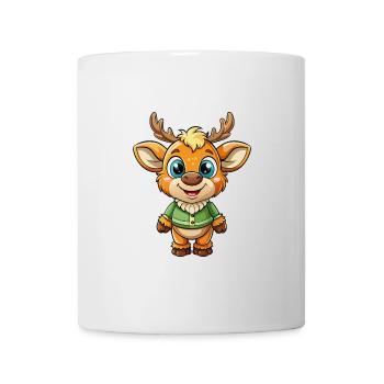 Elch Niedliche Zeichentrickfigur Kawaii Clipart - Tasse - Weiß - Vorne