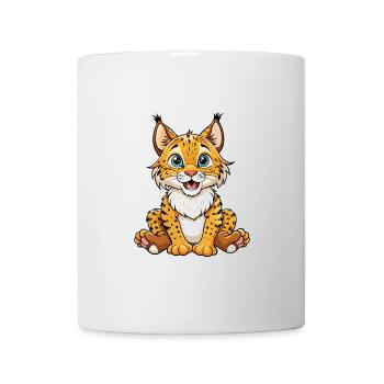 Bobcat Niedliche Zeichentrickfigur Kawaii Clipart - Tasse - Weiß - Vorne