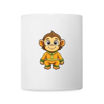 Chimpanzé Mignon Personnage De Dessin Animé Kawaii Clipart - Mug blanc - blanc - Devant