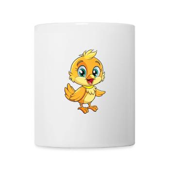 Chickadee Niedliche Zeichentrickfigur Kawaii Clipart - Tasse - Weiß - Vorne