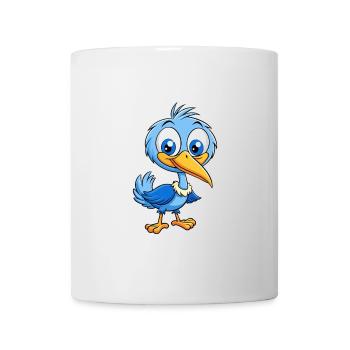 Blauer Reiher Niedliche Zeichentrickfigur Kawaii Clipart - Tasse - Weiß - Vorne