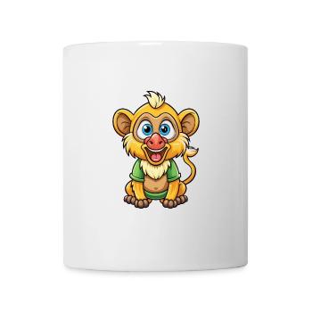 Babouin Mignon Personnage De Dessin Animé Kawaii Clipart - Mug blanc - blanc - Devant