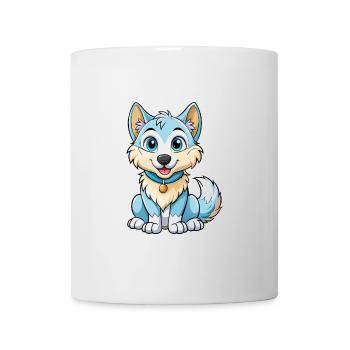 Arctic Wolf Cute Cartoon Character Kawaii Clipart - Mug - white - Front
