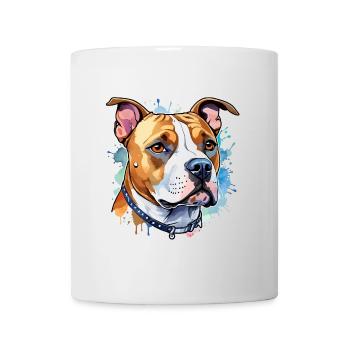 American Staffordshire Terrier Wasserfarben - Tasse - Weiß - Vorne