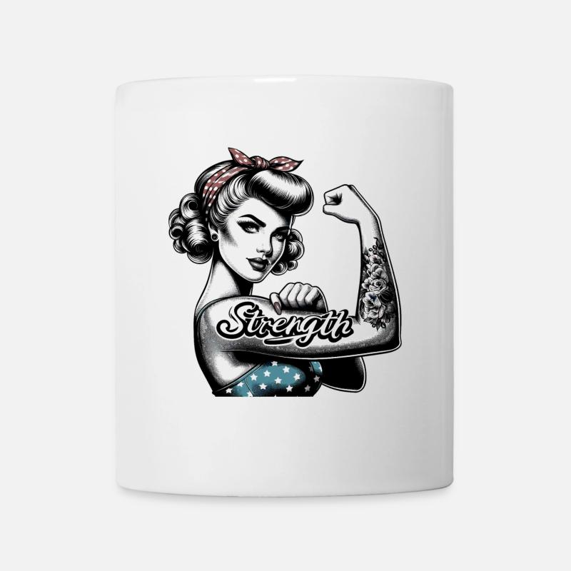 Force femme forte Rockabilly cadeau - Mug blanc - blanc