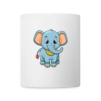 Elefant Niedliche Zeichentrickfigur Kawaii Clipart - Tasse - Weiß - Vorne