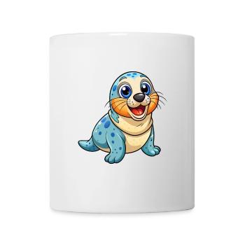 Siegel Niedliche Zeichentrickfigur Kawaii Clipart - Tasse - Weiß - Vorne