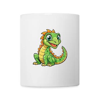 Basilisk Niedliche Zeichentrickfigur Kawaii Clipart - Tasse - Weiß - Vorne