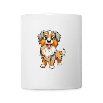 Australian Shepherd Dog Cartoon Kawaii Clipart - Mug - white - Front