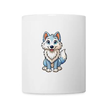 Arctic Wolf Cute Cartoon Character Kawaii Clipart - Mug - white - Front